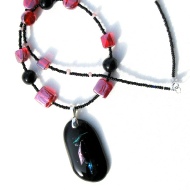 rose and black necklace